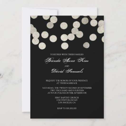 Silver Glitter Wedding Invitation Kaart (Voorkant)