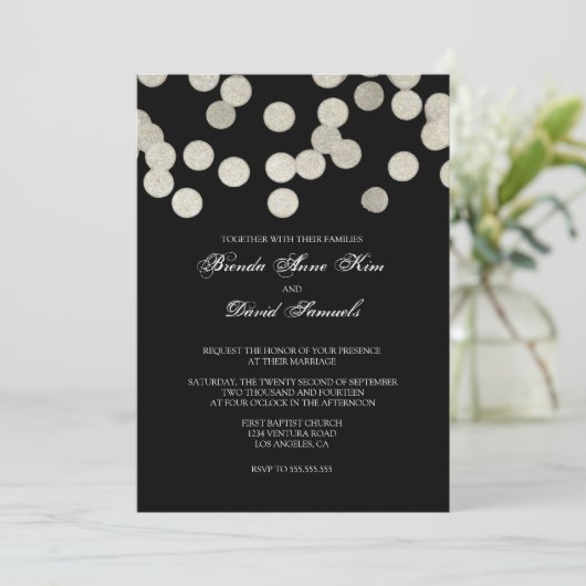 Silver Glitter Wedding Invitation Kaart (Staand voorkant)