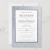 Silver Glitter Wedding Invitation Kaart (Voorkant)