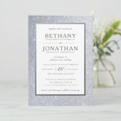 Silver Glitter Wedding Invitation Kaart (Staand voorkant)