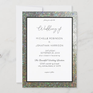 Silver Glitter Wedding Kaart
