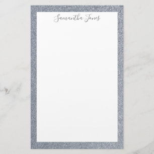 Silver Glitter Wedding Party   Gepersonaliseerd Briefpapier