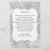 Silver Glitter Wedding Poem Dank u voor de rol (Voorkant)