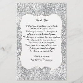 Silver Glitter Wedding Poem Dank u voor de rol