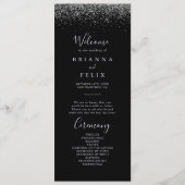 Silver Glitter Wedding Programme Programmakaart (Voorkant)