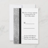 Silver Glitter Wedding RSVP Kaart (Voorkant)
