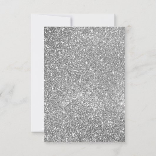 Silver Glitter Wedding RSVP Kaart (Achterkant)