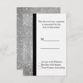 Silver Glitter Wedding RSVP Kaart (Voorkant / Achterkant)