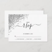 Silver Glitter Wedding RSVP Kaartje (Voorkant / Achterkant)