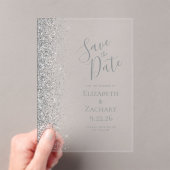 Silver Glitter Wedding Save the Date Acryl Uitnodigingen (Insitu (Draagbaar))