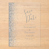 Silver Glitter Wedding Save the Date Acryl Uitnodigingen (Voorkant)