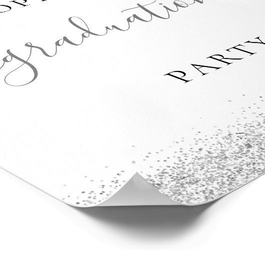Silver Glitter Welcome Graduation Party Poster (Hoek)