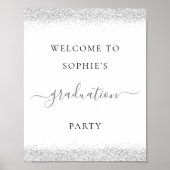 Silver Glitter Welcome Graduation Party Poster (Voorkant)