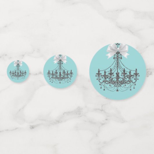 Silver Glitter & White bow Chandelier Glam Party Confetti (Voorkanten)