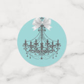 Silver Glitter & White bow Chandelier Glam Party Confetti (Kleine voorkant)