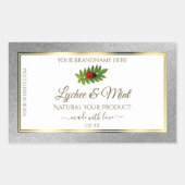 Silver Glitter White Product Labels Ladybug Leaf (Voorkant)