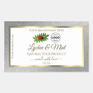 Silver Glitter White Product Labels Ladybug Logo