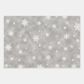 Silver Glitter White Stars en Snowflakes Pattern Inpakpapier Vel (Voorkant 2)