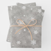 Silver Glitter White Stars en Snowflakes Pattern Inpakpapier Vel (In situ)