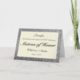 Silver Glitter Wil je mijn Matron of Honor-Kaart z