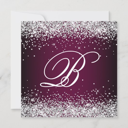 Silver Glitter Wine Dark Ombre 40th Birthday Kaart (Achterkant)