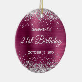 Silver Glitter Wine Folie 21st Birthday Keramisch Ornament (Rechts)