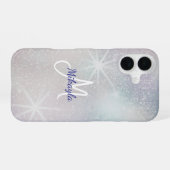 Silver Glitter with Stars iPhone 16 Hoesje (Achterkant horizontaal)