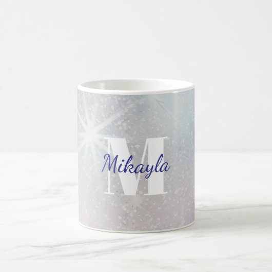 Silver Glitter with Stars Koffiemok (Center)