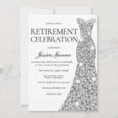 Silver Glitter Womans Retirement Party Invite Kaart (Voorkant)