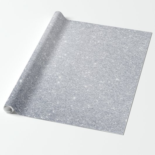 Silver Glitter Wrapping Paper Cadeaupapier (Uitgerold)