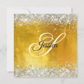 Silver Glitter Yellow Gold Foil 40th Birthday Kaart (Achterkant)