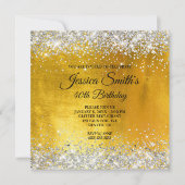 Silver Glitter Yellow Gold Foil 40th Birthday Kaart (Voorkant)