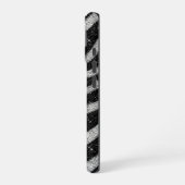 Silver Glitter Zebra Print Glam Personalized Name iPhone 16 Hoesje (Linkerkant)