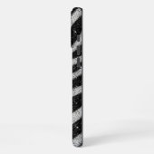 Silver Glitter Zebra Print Glam Personalized Name iPhone Hoesje (Linkerkant)