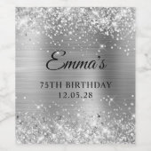 Silver Glitter Zilverachtig Grijs Folie 75e Verjaa Wijn Etiket (Enkel label)