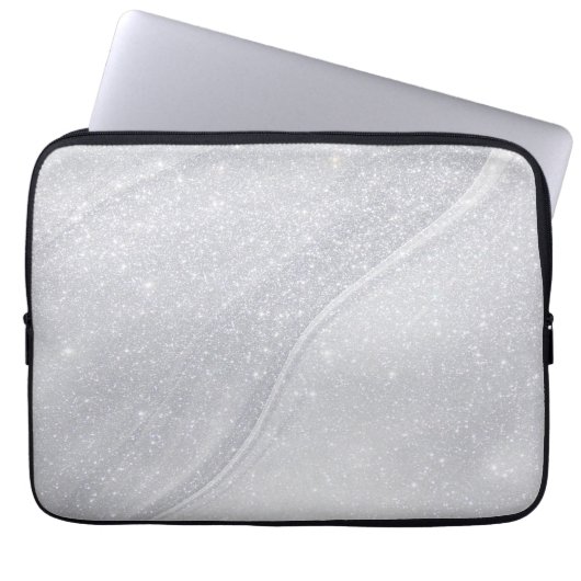 Silver Glittered Elegant Laptop Hoesje Laptop Sleeve (Voorkant)