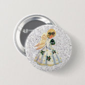 Silver Glittery Angel-Button voor kerst Ronde Button 5,7 Cm (Voorkant /achterkant)