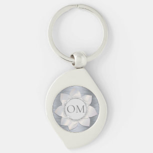 Silver Glittery Elegant Lotus OM Sleutelhanger