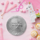 Silver Glittery Folie Monogram 25e Jubileum Papieren Bordje (Feest)