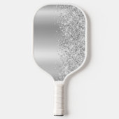 Silver Glittery Glam Shimmer Gradient Script Name Pickleball Paddle (Achterkant)