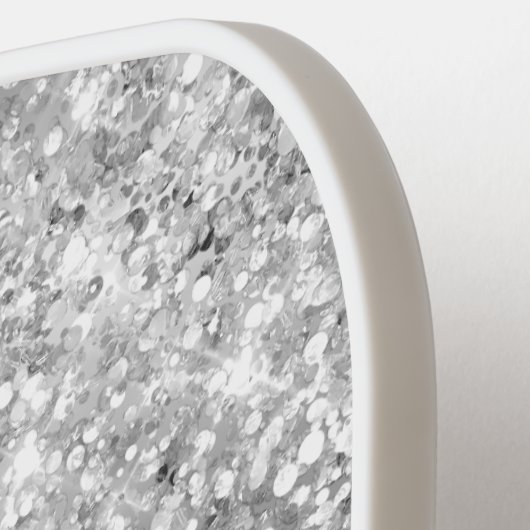Silver Glittery Glam Shimmer Gradient Script Name Pickleball Paddle (Links Detail)
