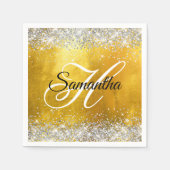 Silver Glittery Gold Foil Fancy Monogram Servet (Voorkant)