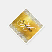 Silver Glittery Gold Foil Fancy Monogram Servet (Hoek)