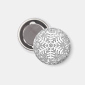 Silver Glittery Kerstmis Snowflake Magnet (Voorkant / Achterkant)