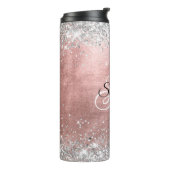 Silver Glittery Roos Gold Foil Fancy Monogram Thermosbeker (Gedraaid links)