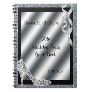 Silver Glittery Stiletto & Streamers 30th Birthday Notitieboek