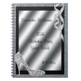 Silver Glittery Stiletto & Streamers 35th Birthday Notitieboek