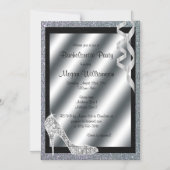 Silver Glittery Stiletto & Streamers Bachelorette Magnetische Uitnodiging (Voorkant)