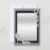 Silver Glittery Stiletto & Streamers Hartelijk dan Bedankkaart (Achterkant)