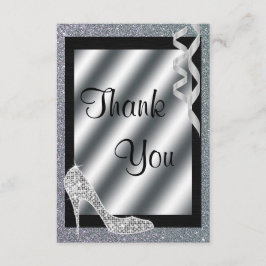 Silver Glittery Stiletto & Streamers Hartelijk dan Bedankkaart